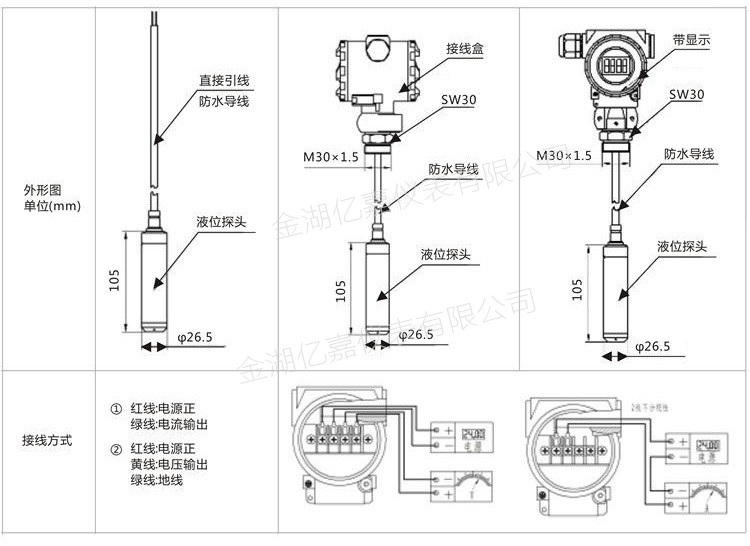 投入式液位變送器外形尺寸