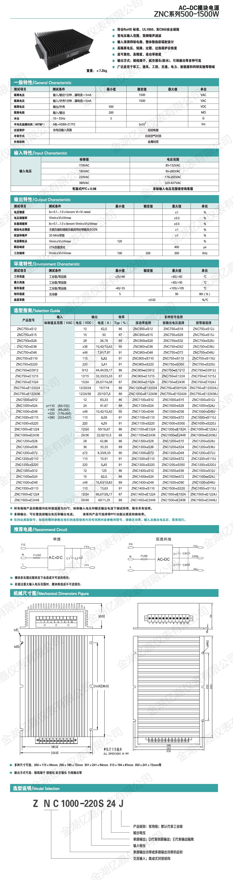 ZNC模塊電源500-1500W